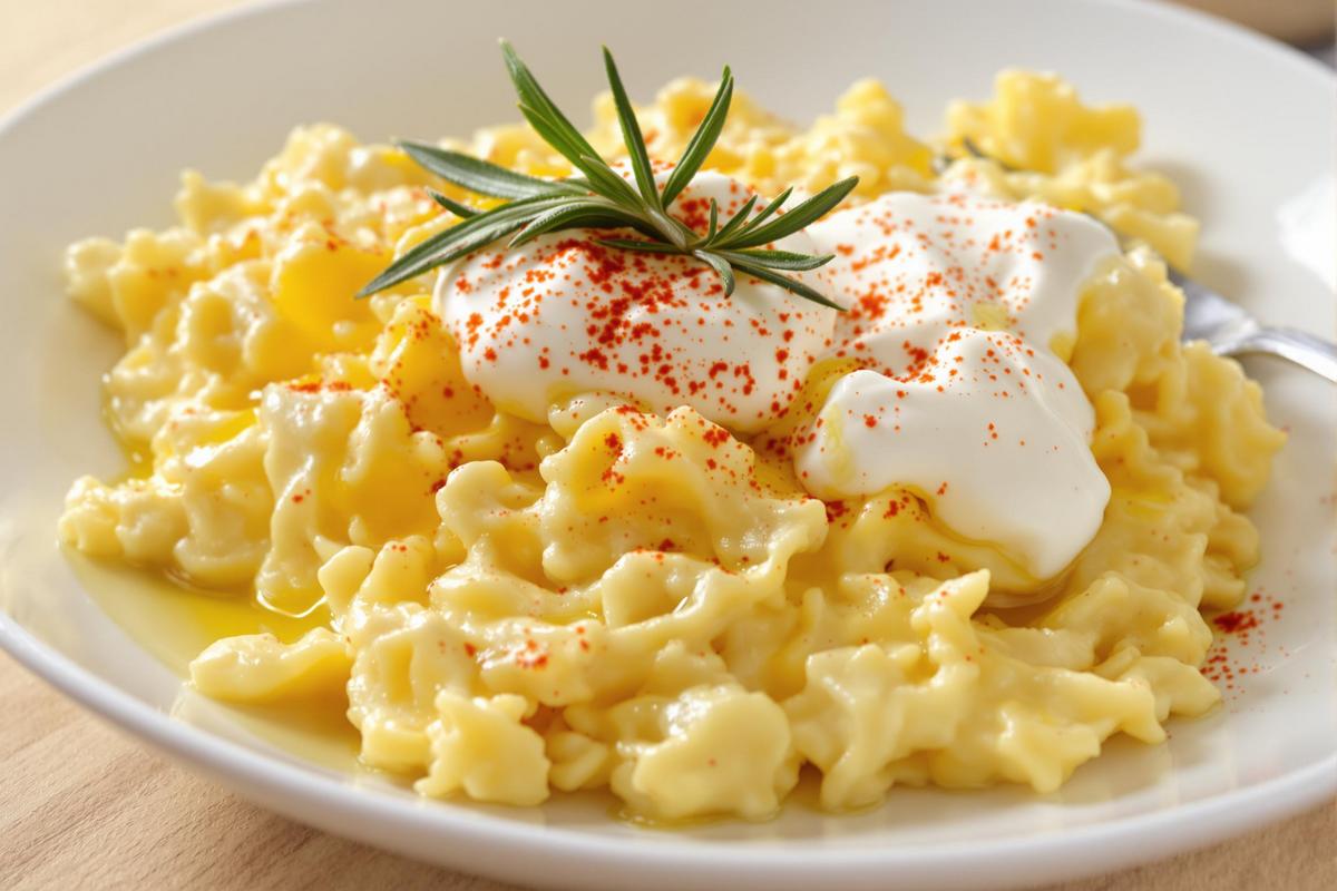 Vous n'allez plus jamais avoir faim avant le repas du midi grâce à cette recette d'œufs brouillés à la grecque.jpg