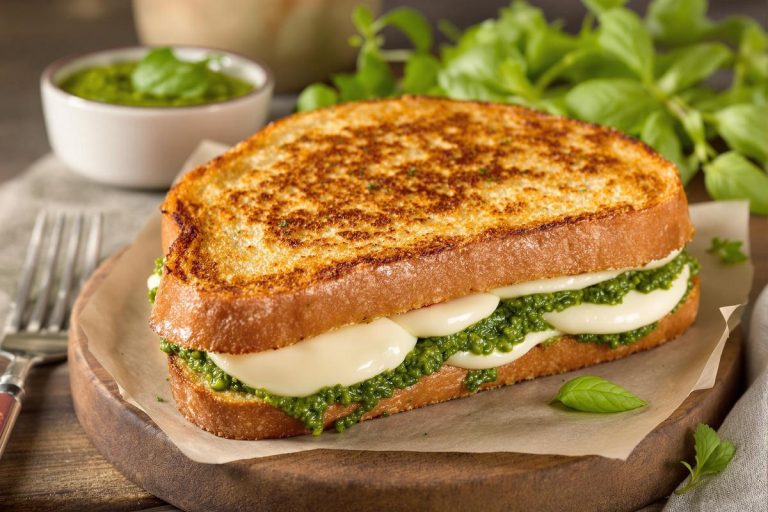 Croque-monsieur revisité à la mozzarella et pesto : une version gourmande et originale du classique français.jpg