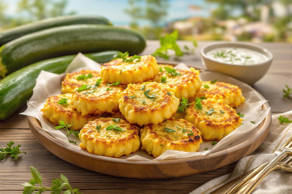 Les beignets de courgettes à la grecque, croustillants et parfumés, une manière originale de savourer ce légume d'été.jpg