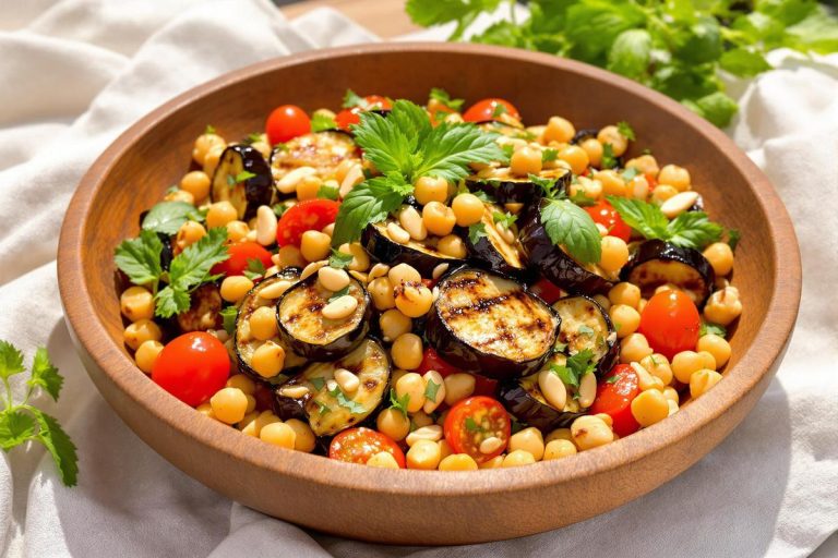 Salade d'aubergines, pois chiches et tomates - Recette italienne.jpg